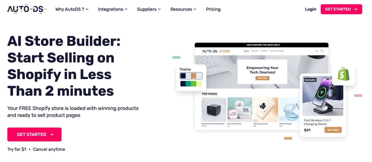 AutoDS AI Store Builder for making money with AI