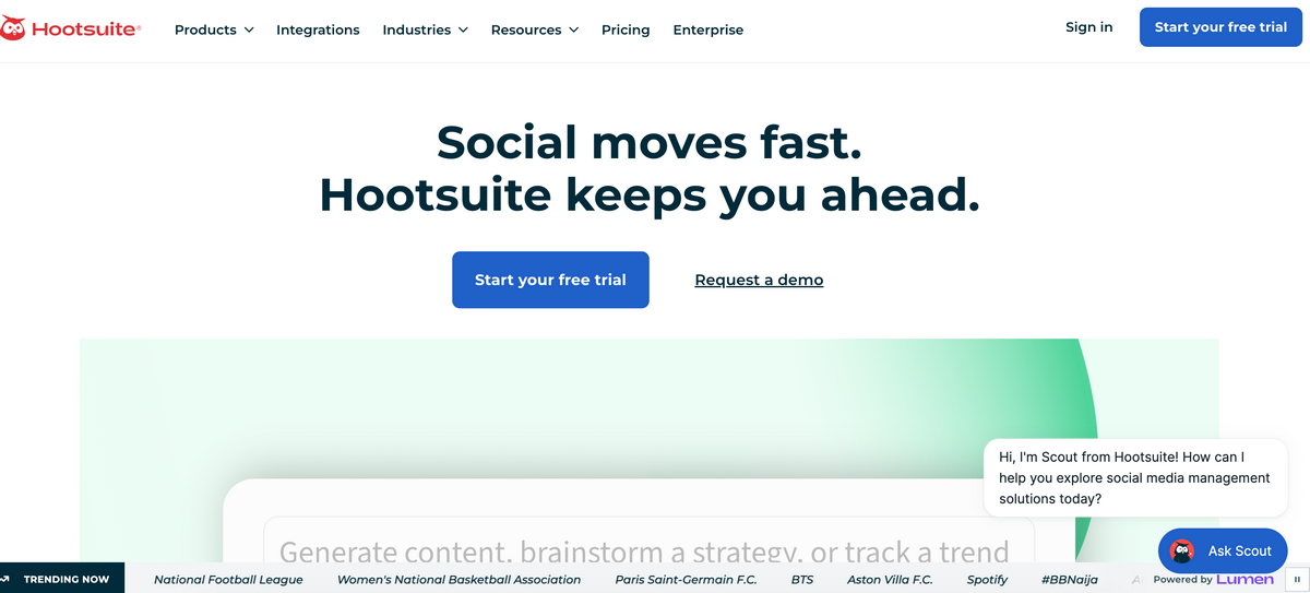 Hootsuite for AI marketing strategies