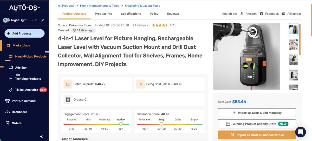 4-in-1 Laser Level & Drill Dust Collector for Dropshipping in October