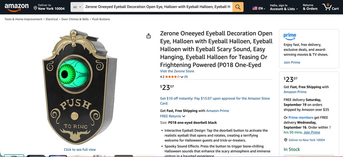 Animated Eyeball Doorbell
Amazon