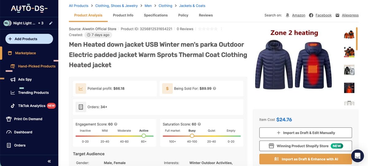 Heated Winter Jacket AutoDS Hand Picked Products