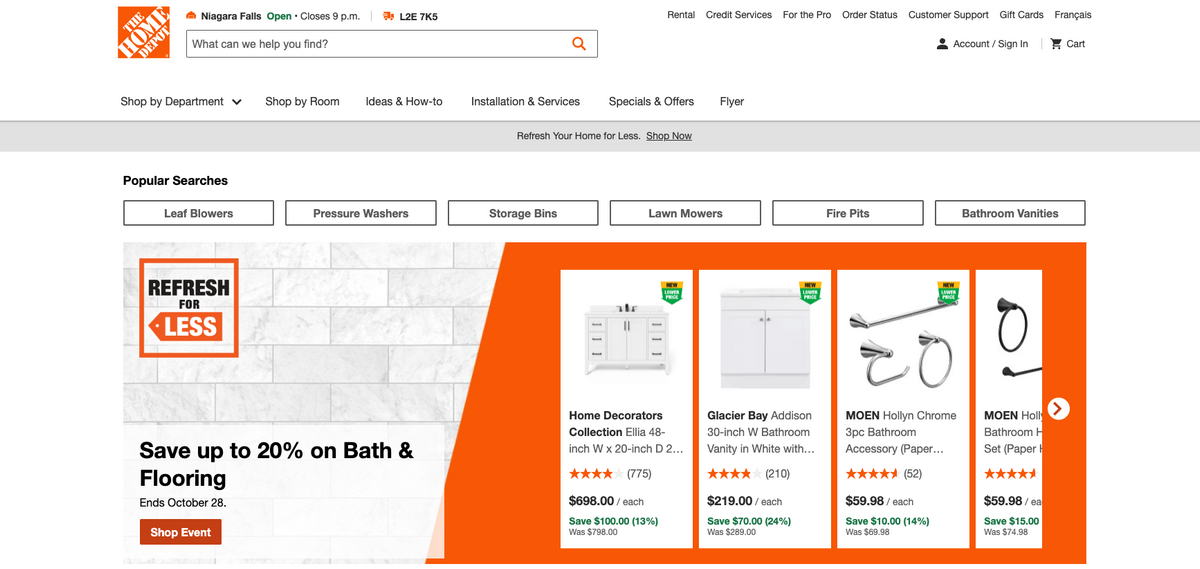 Home Depot Canada, one of the best Canadian dropshipping suppliers