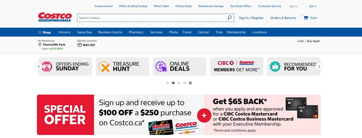 Costco Canada, one of the best Canadian dropshipping suppliers
