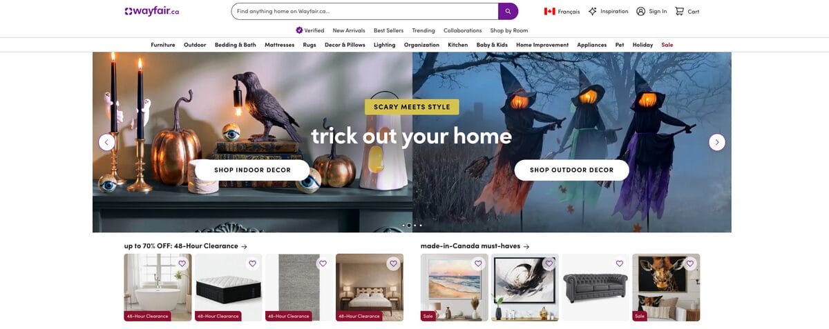 Wayfair Canada, one of the best Canadian dropshipping suppliers