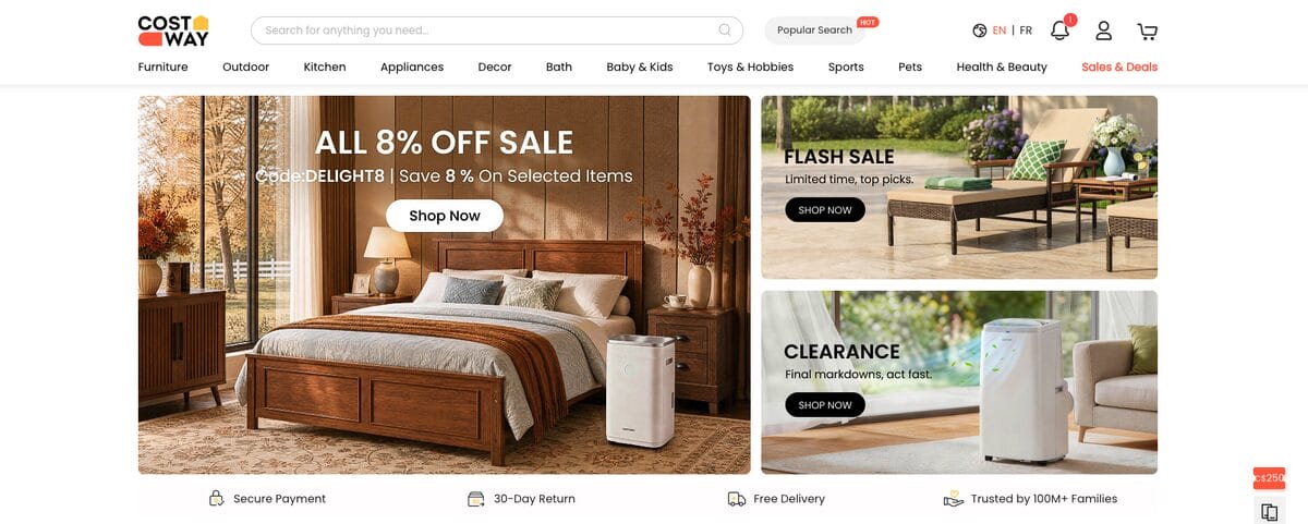Costway Canada, one of the best Canadian dropshipping suppliers