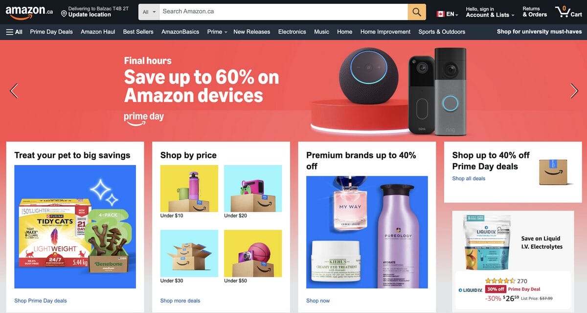 Amazon Canada, one of the best Canadian dropshipping suppliers