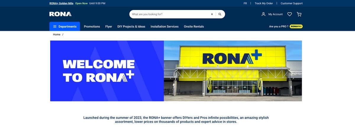 RONA+ (formerly Lowe's Canada), one of the best Canadian dropshipping suppliers
