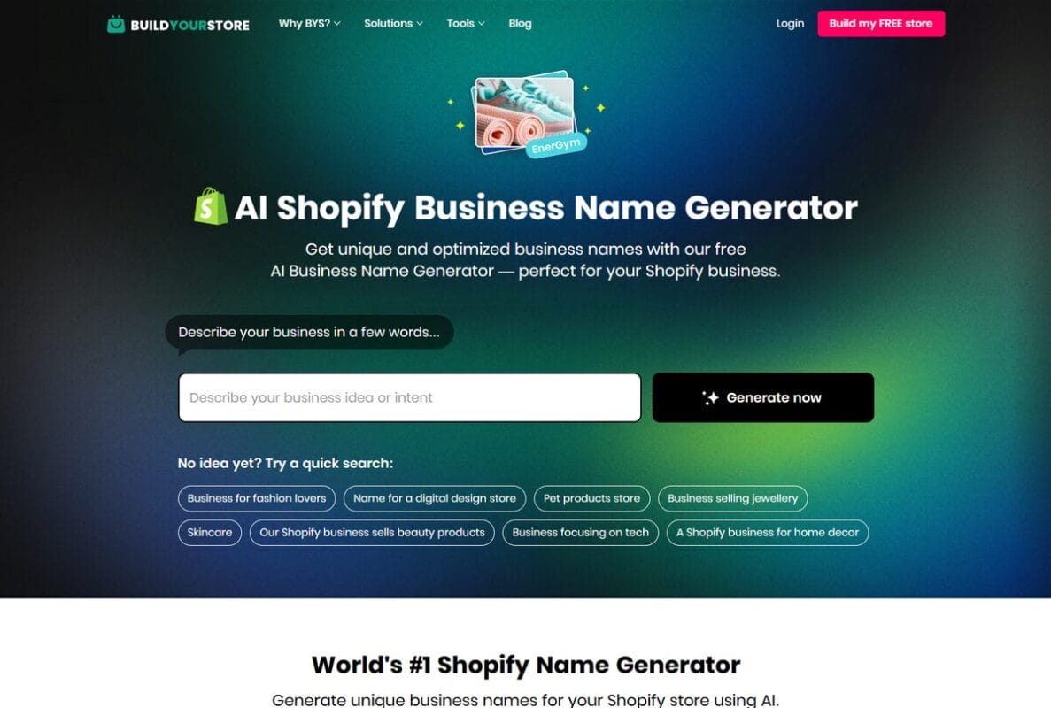 buildyourstore shopify business name generator