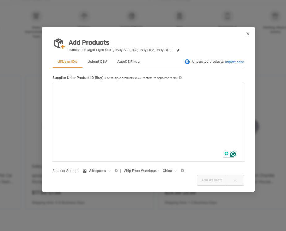 Automatic product importing AutoDS