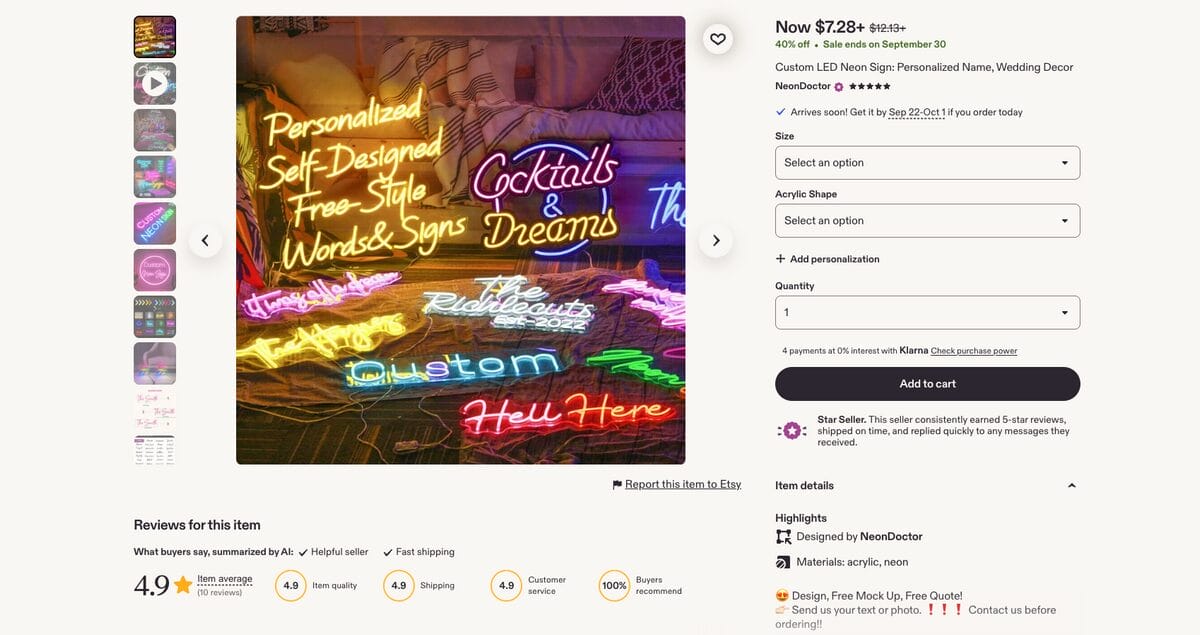 Personalized neon signs for Etsy dropshipping