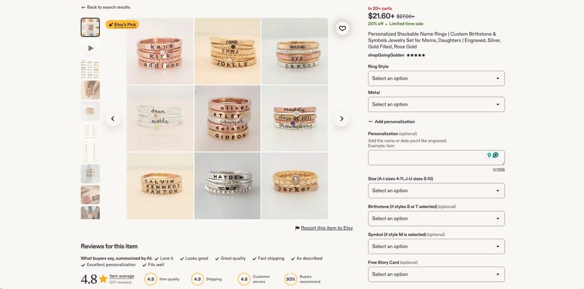 Name and initial jewelry for Etsy dropshipping
