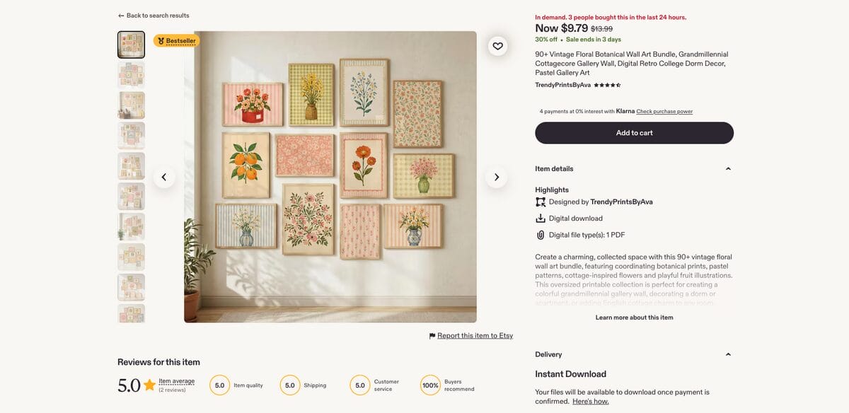 Original wall art and printables for Etsy dropshipping
