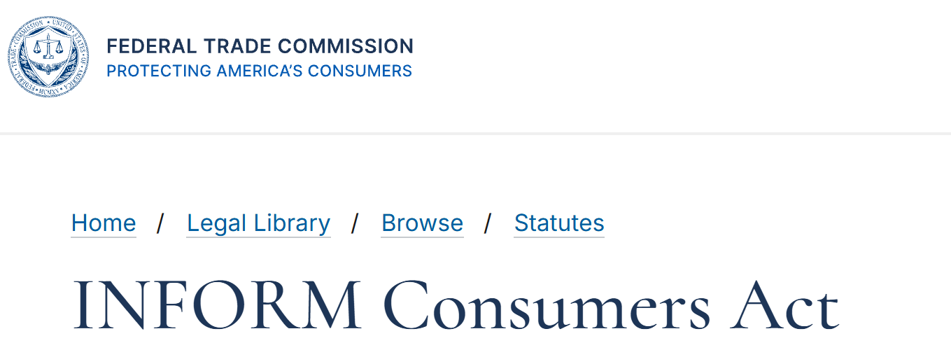 Inform consumers Act federal law for Amazon dropshipping
