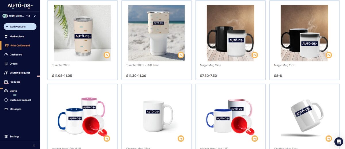 AutoDS Print on Demand private label dropshipping supplier