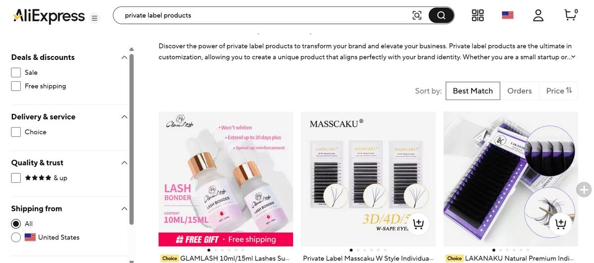 AliExpress supplier for private label dropshipping