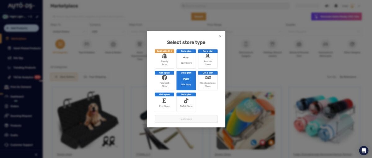 AutoDS selling channels for private label dropshipping