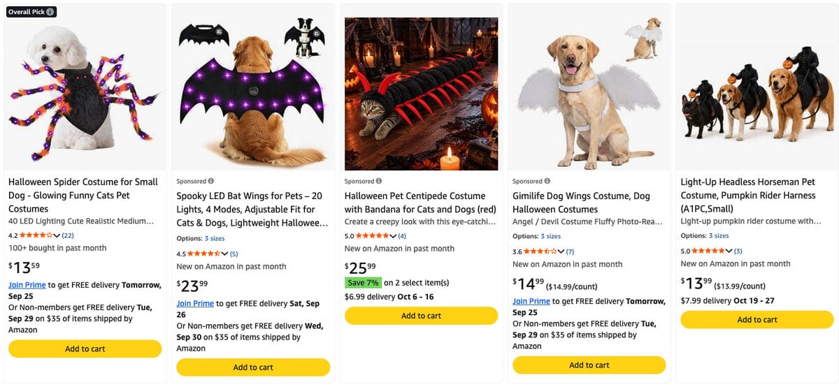 Pet Costumes with Motion or Sound Effects, one of the best Halloween dropshipping products