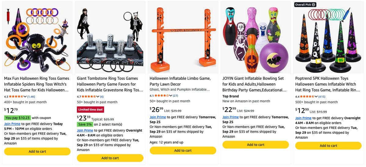 Inflatable Halloween Lawn Games, one of the best Halloween dropshipping products