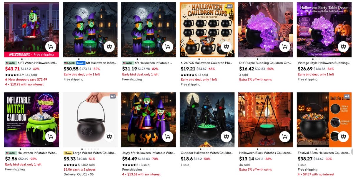 Halloween Cauldrons, one of the best Halloween dropshipping products