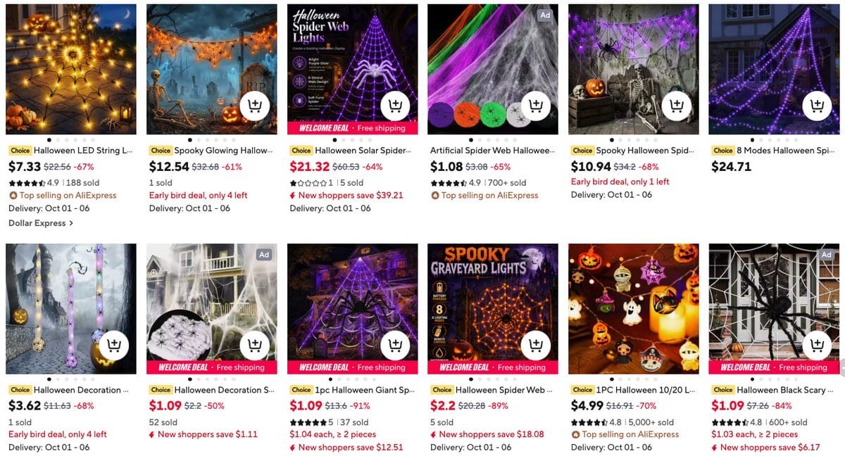 Spider Web Lights, one of the best Halloween dropshipping products