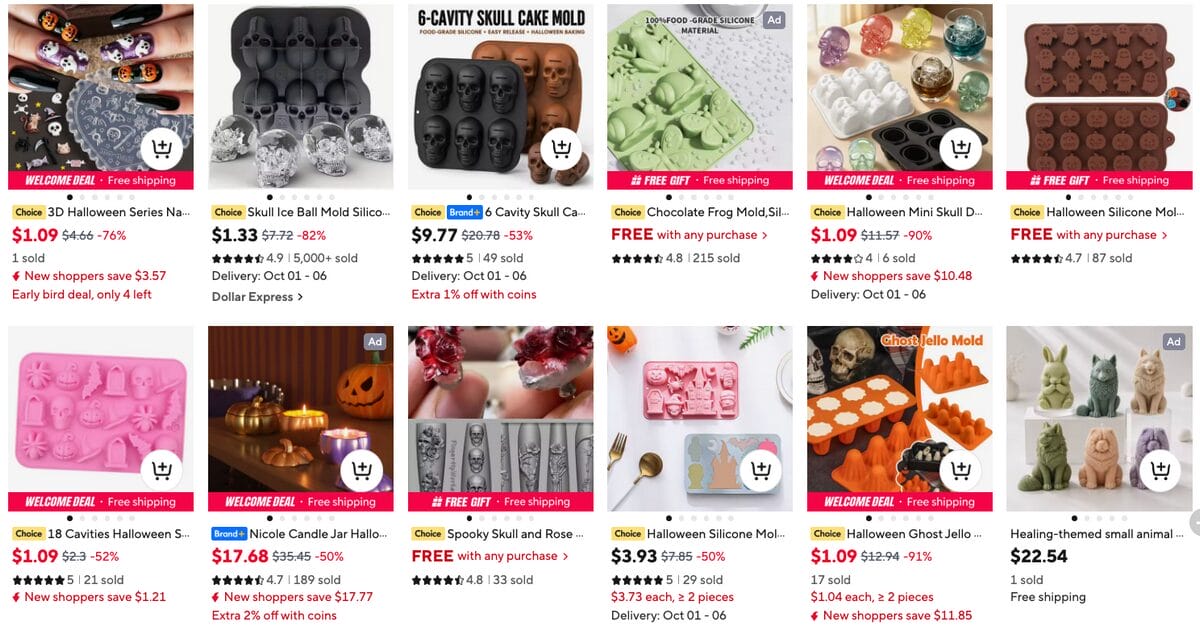 Scary-themed Silicone Molds, one of the best Halloween dropshipping products