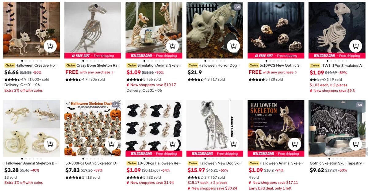 Animal Skeleton Decorations, one of the best Halloween dropshipping products
