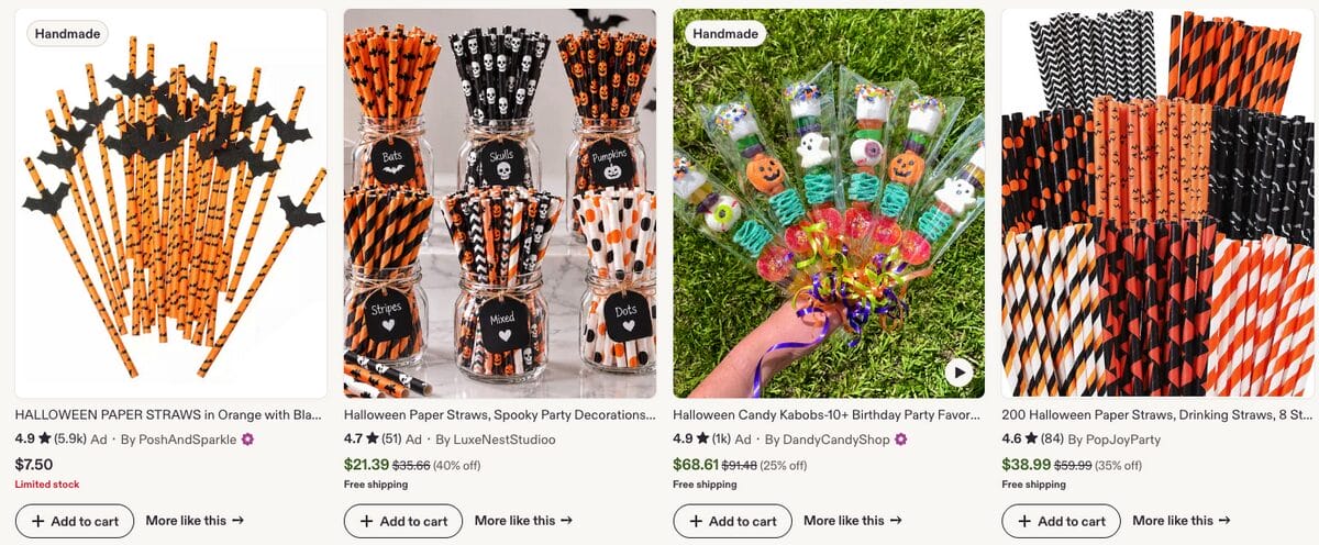 Halloween straw supplies, one of the best Halloween dropshipping products