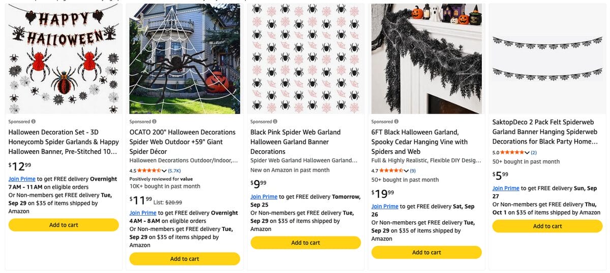 Spider Web Garlands, one of the best Halloween dropshipping products