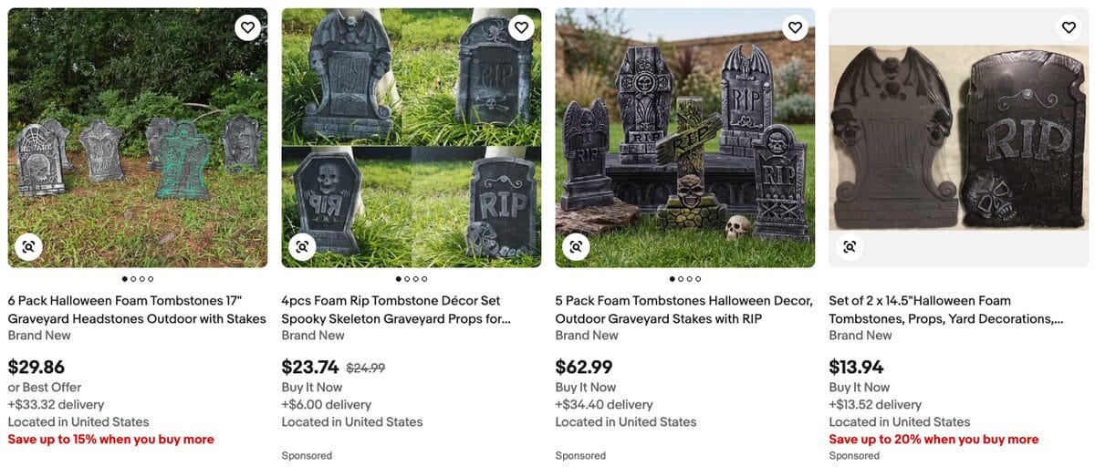 Foam Graveyard Tombstones, one of the best Halloween dropshipping products