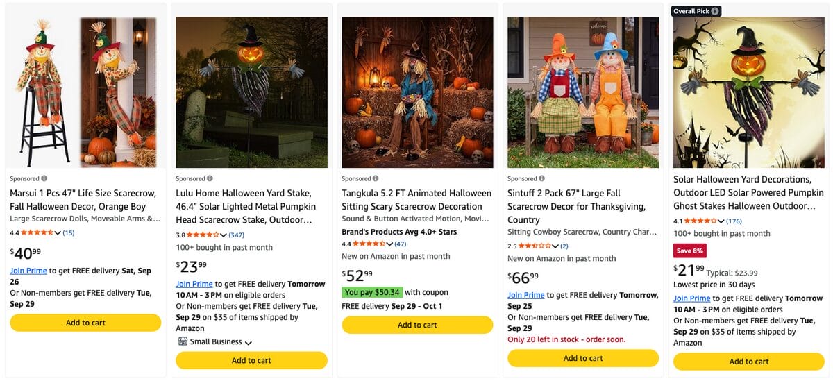 Halloween Yard Scarecrow, one of the best Halloween dropshipping products