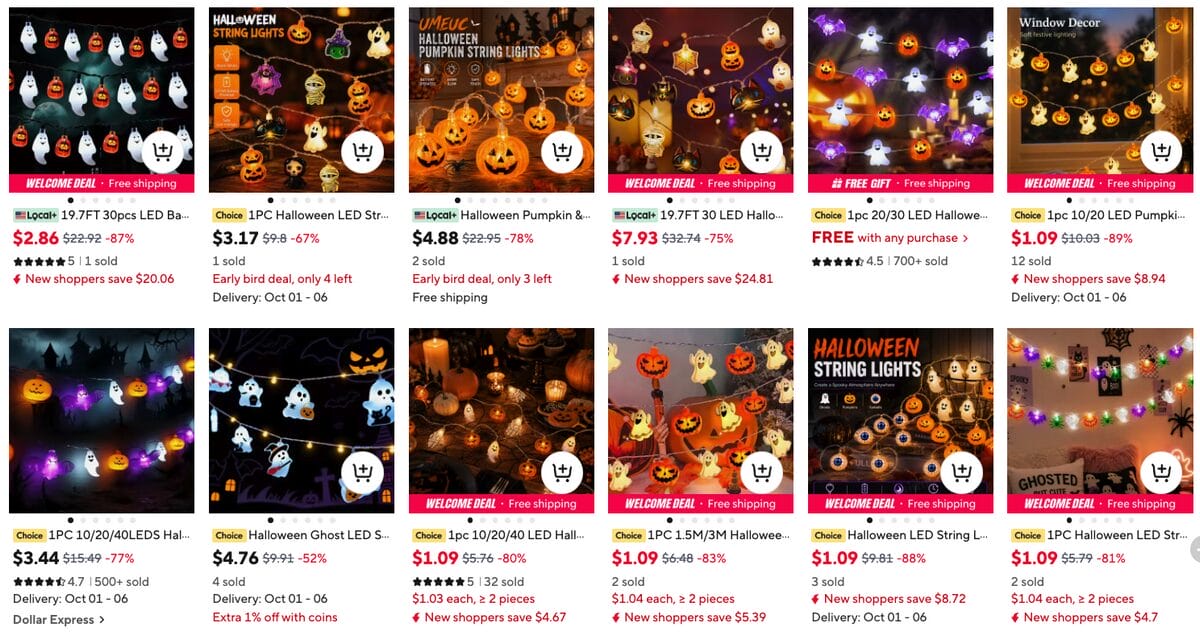 LED Pumpkin & Ghost String Lights, one of the best Halloween dropshipping products