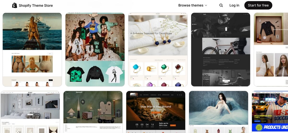 Shopify themes page