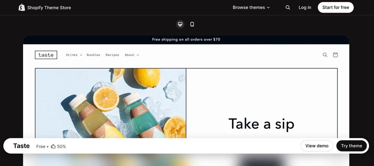 Taste Free Shopify Theme