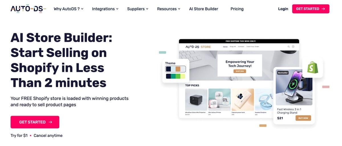 AutoDS AI Store Builder Page