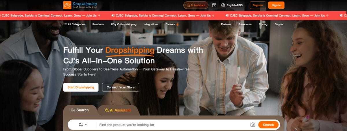CJDropshipping for finding UK dropshipping suppliers