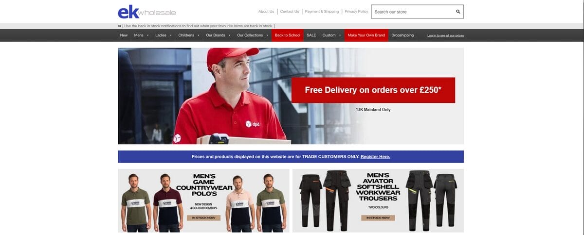 eK Wholesale for finding UK dropshipping suppliers