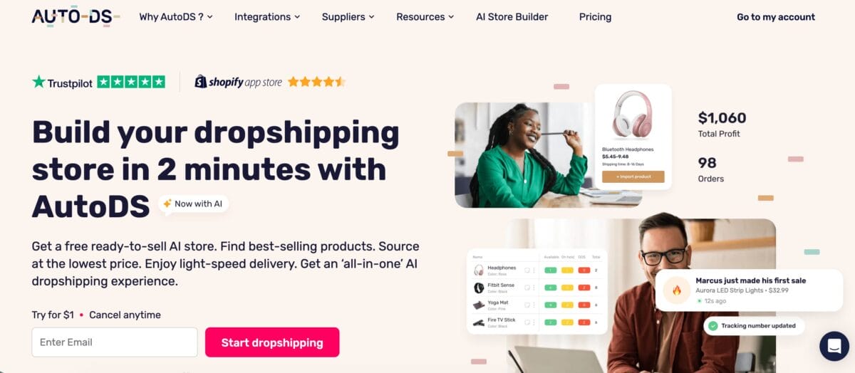 AutoDS homepage