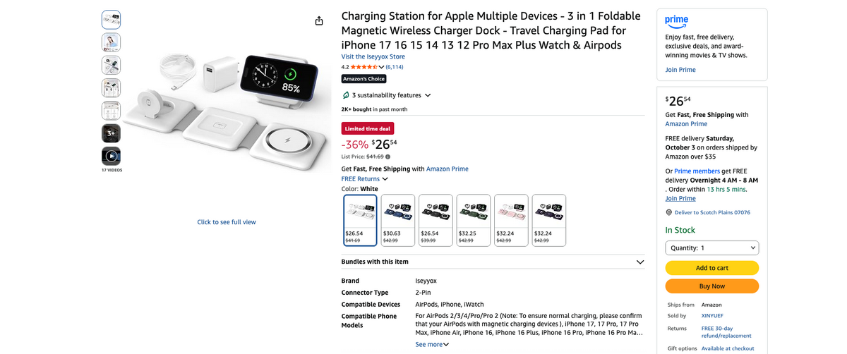 3-in-1 Foldable Wireless Charging Stand, one of the best Chinese Bachelor Day products
