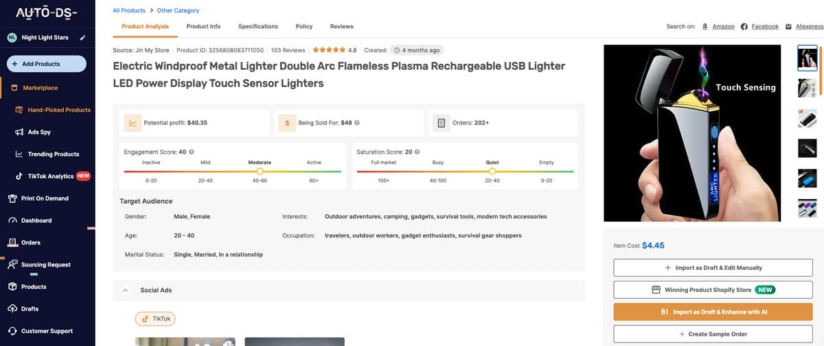 Plasma-Arc USB-C Rechargeable Lighter, one of the best Chinese Bachelor Day products