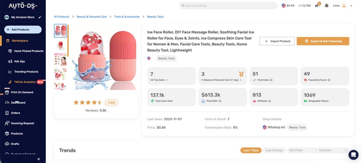 Ice Face Roller Dropshipping Skincare Tools
