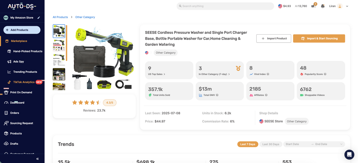 Cordless Pressure Washer With Charger Base For Selling On TikTok
