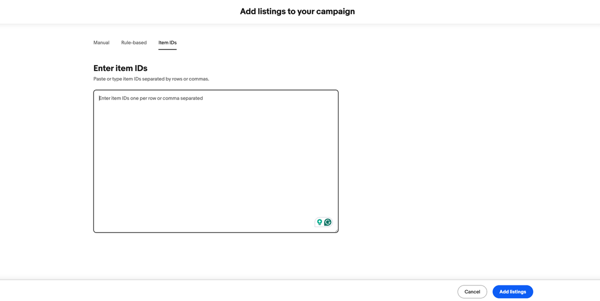 Add eBay listings to the advertising campaign