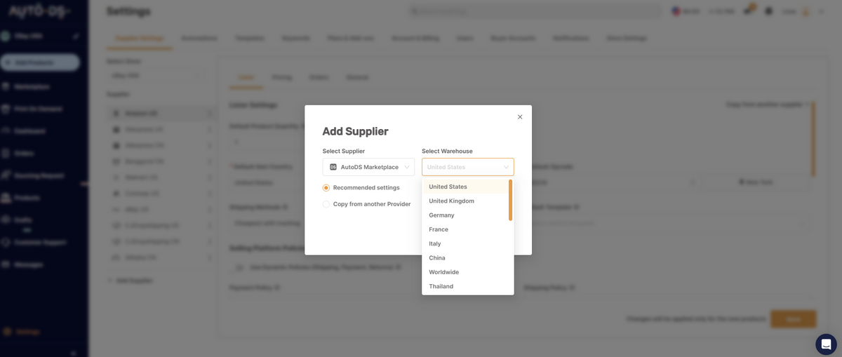 AutoDS eBay dropshipping suppliers