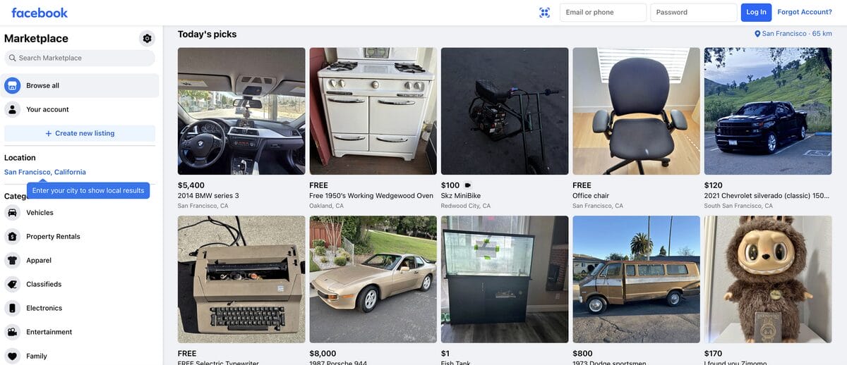 Facebook Marketplace for free dropshipping