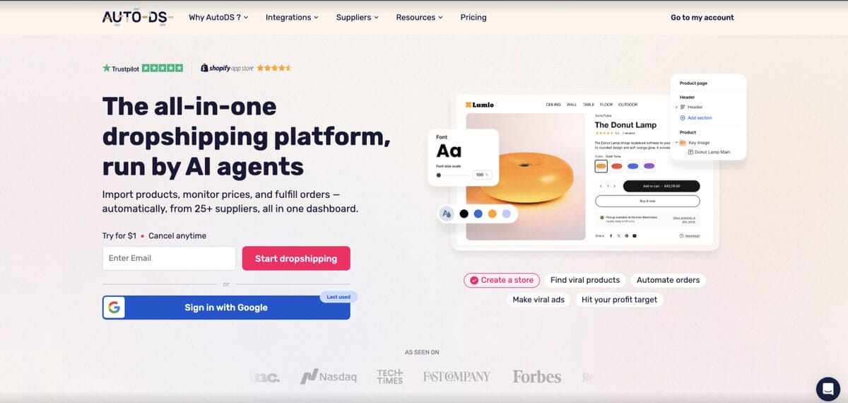 AutoDS, a low-cost, all-in-one dropshipping platform