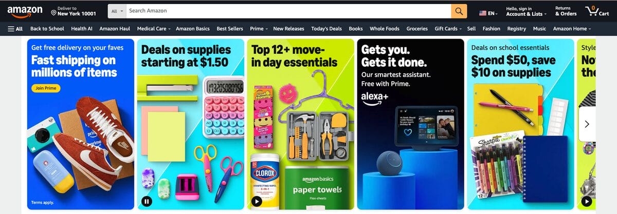 Amazon's homepage