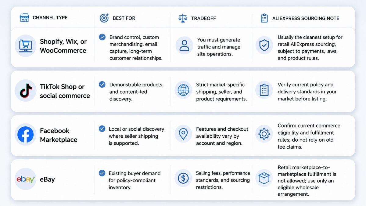 Choose The Right Selling Channel for AliExpress Dropshipping