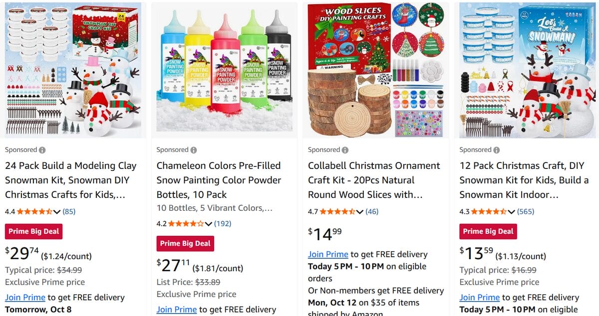 Amazon search results for Christmas DIY craft kits