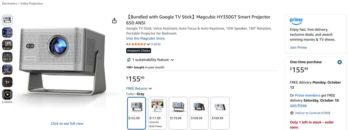 Magcubic smart projector listed on Amazon