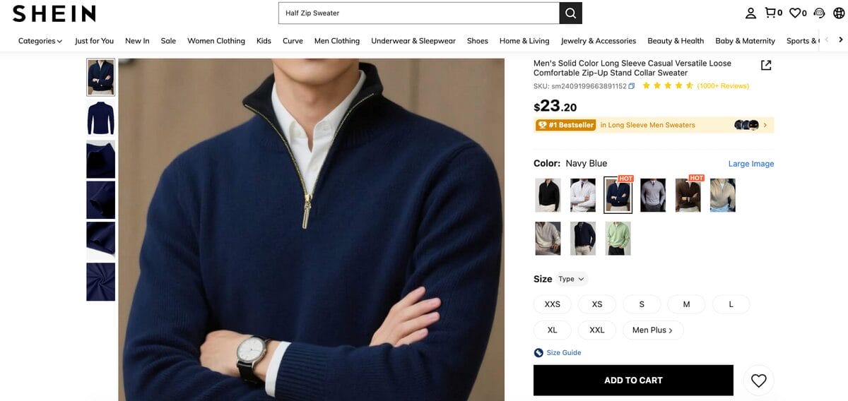 Blue man sweater from Shein